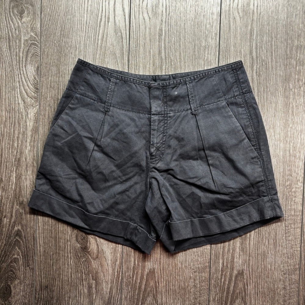 Club Monaco Womens Pleated Cuffed Shorts Dark Gray High Waist Size 4